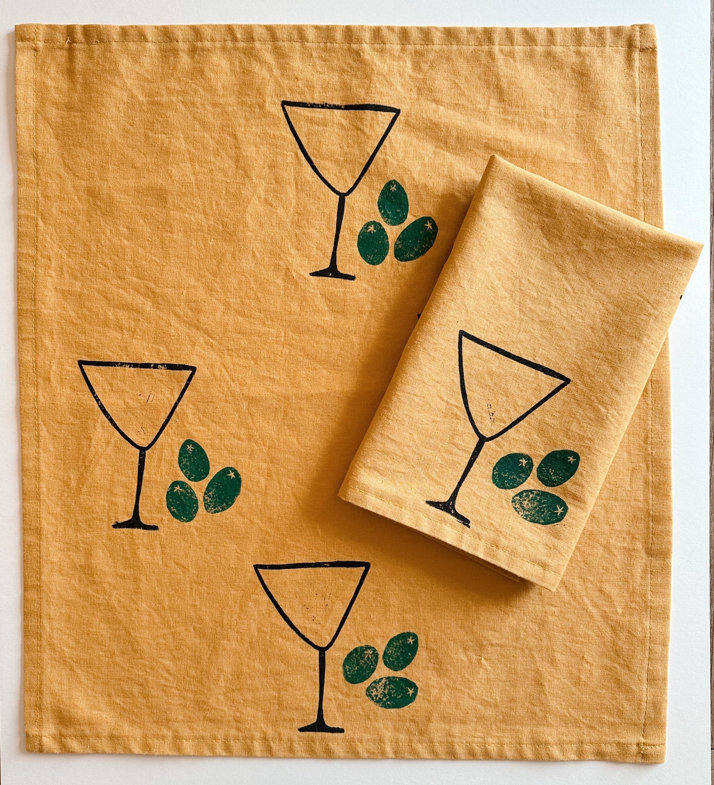 Martini on Mustard Dinner Napkins