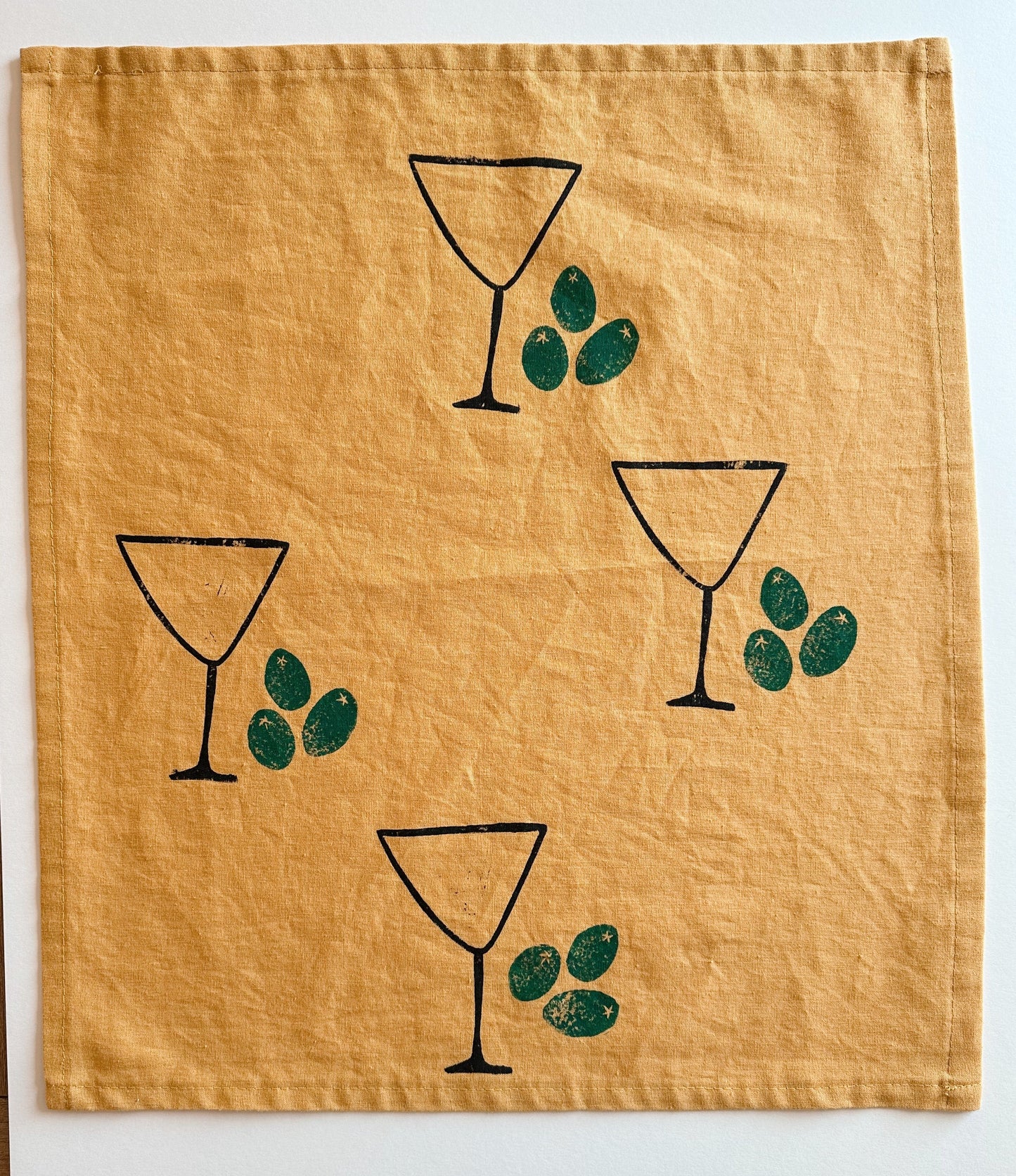 Martini on Mustard Dinner Napkins