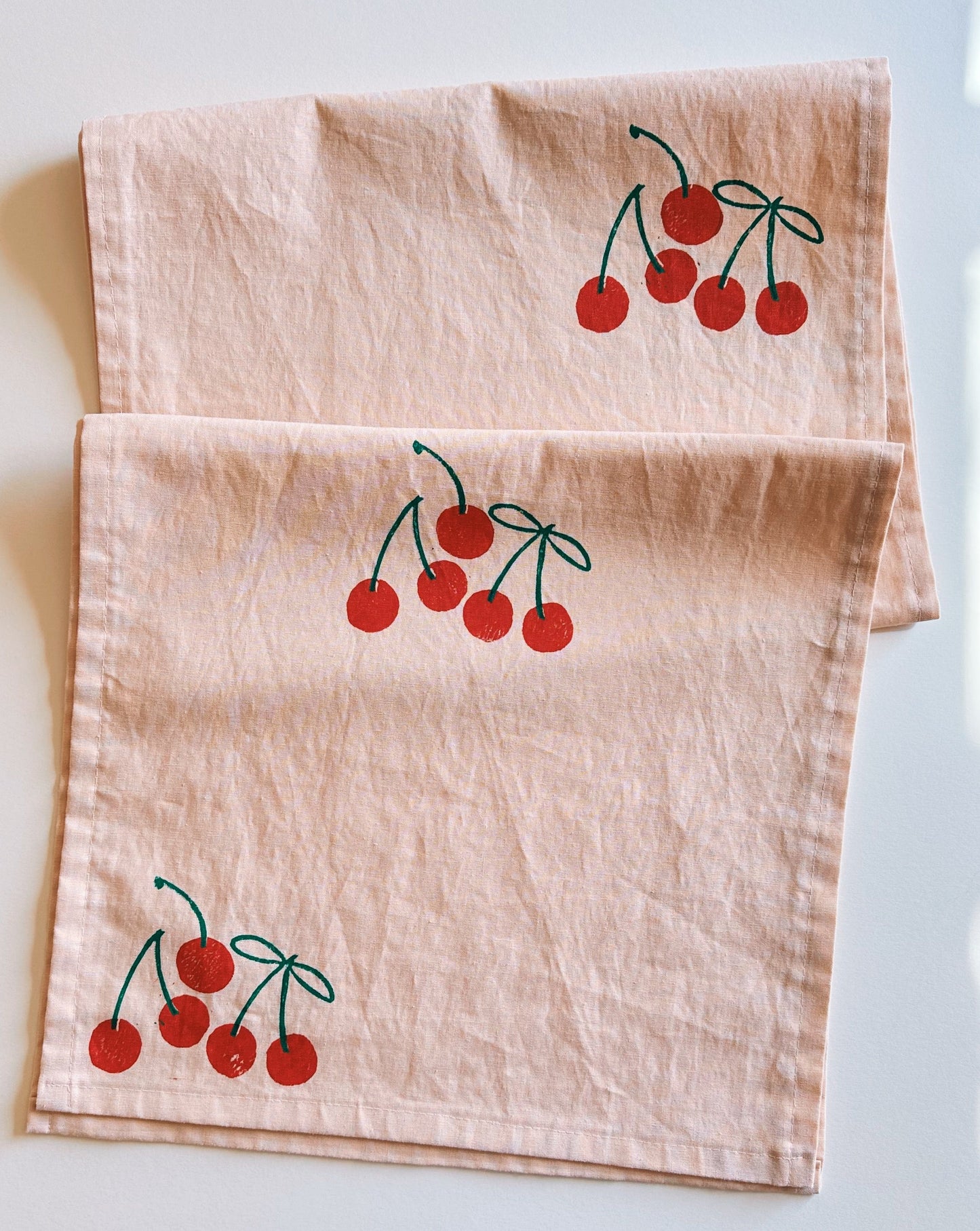 Red Cherry on Blush Table Runner