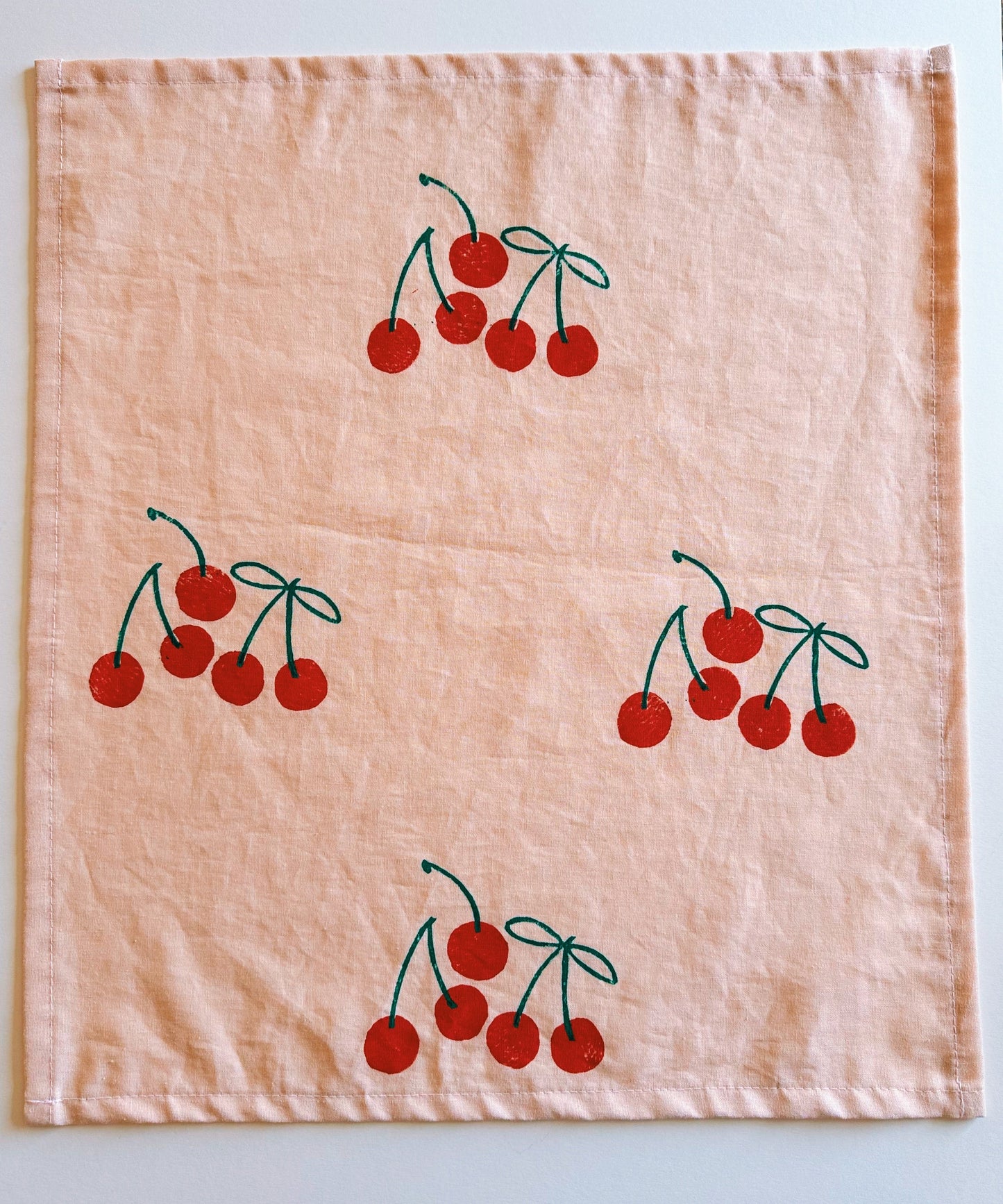 Red Cherry on Blush Dinner Napkins