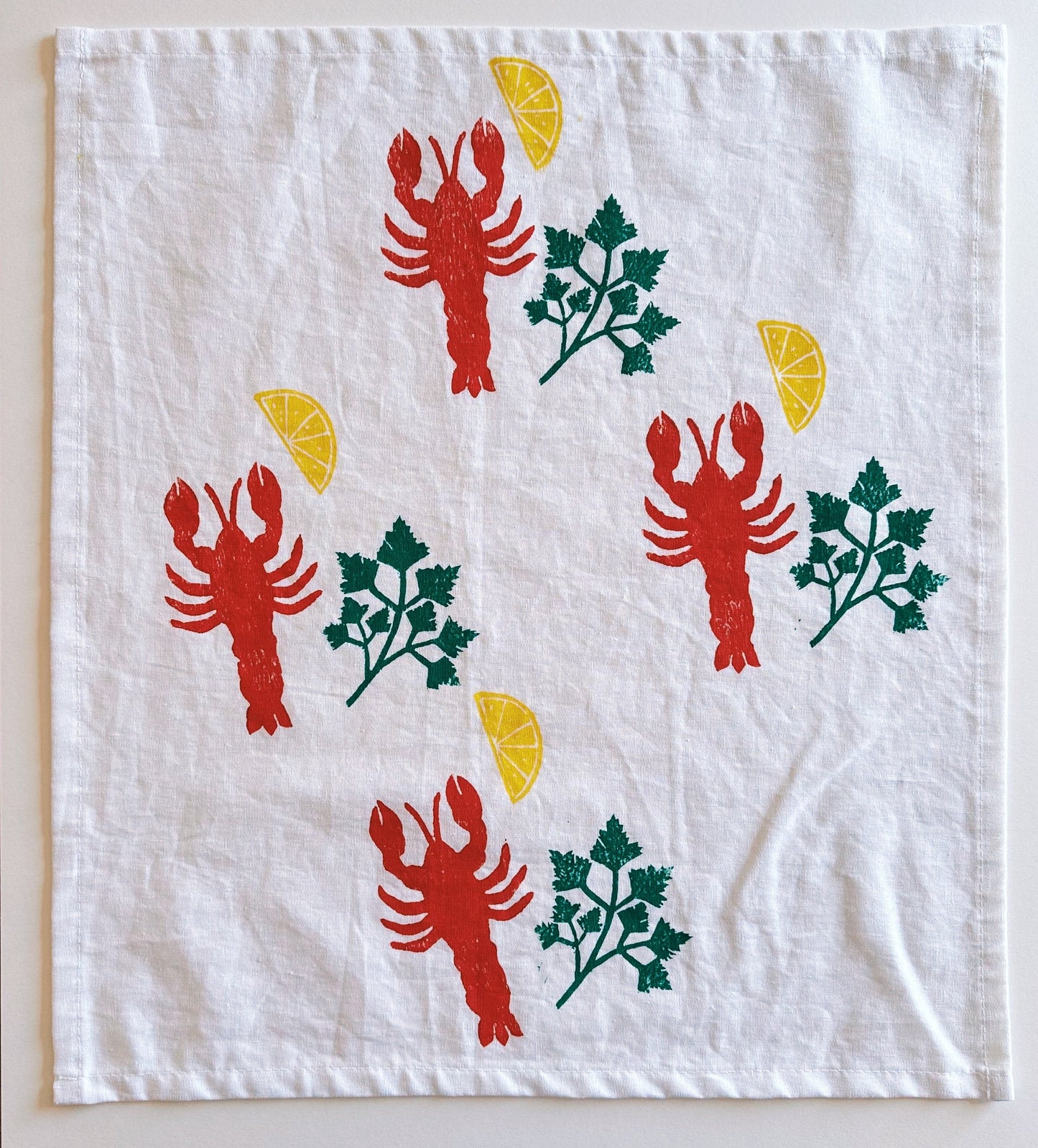 Lobster on White Dinner Napkins