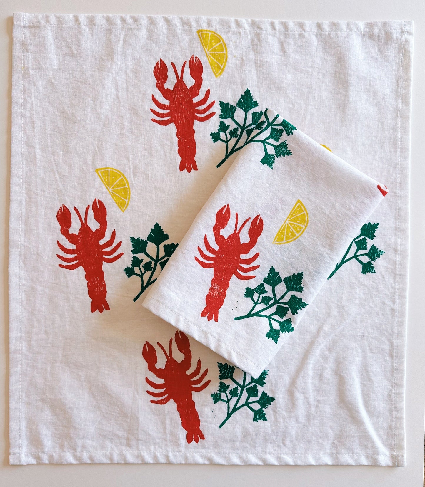 Lobster on White Dinner Napkins