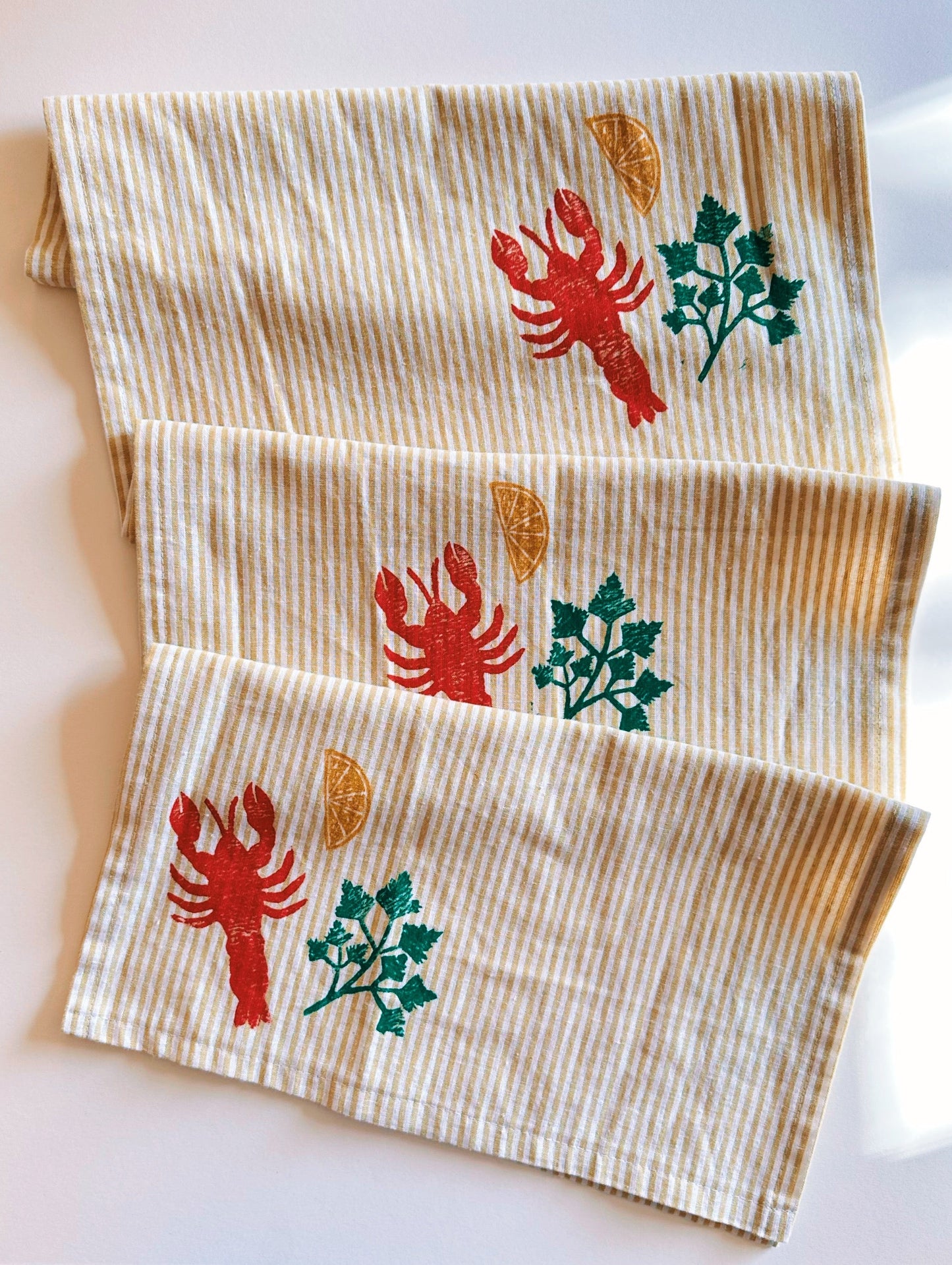 Lobster on Stripe Table Runner