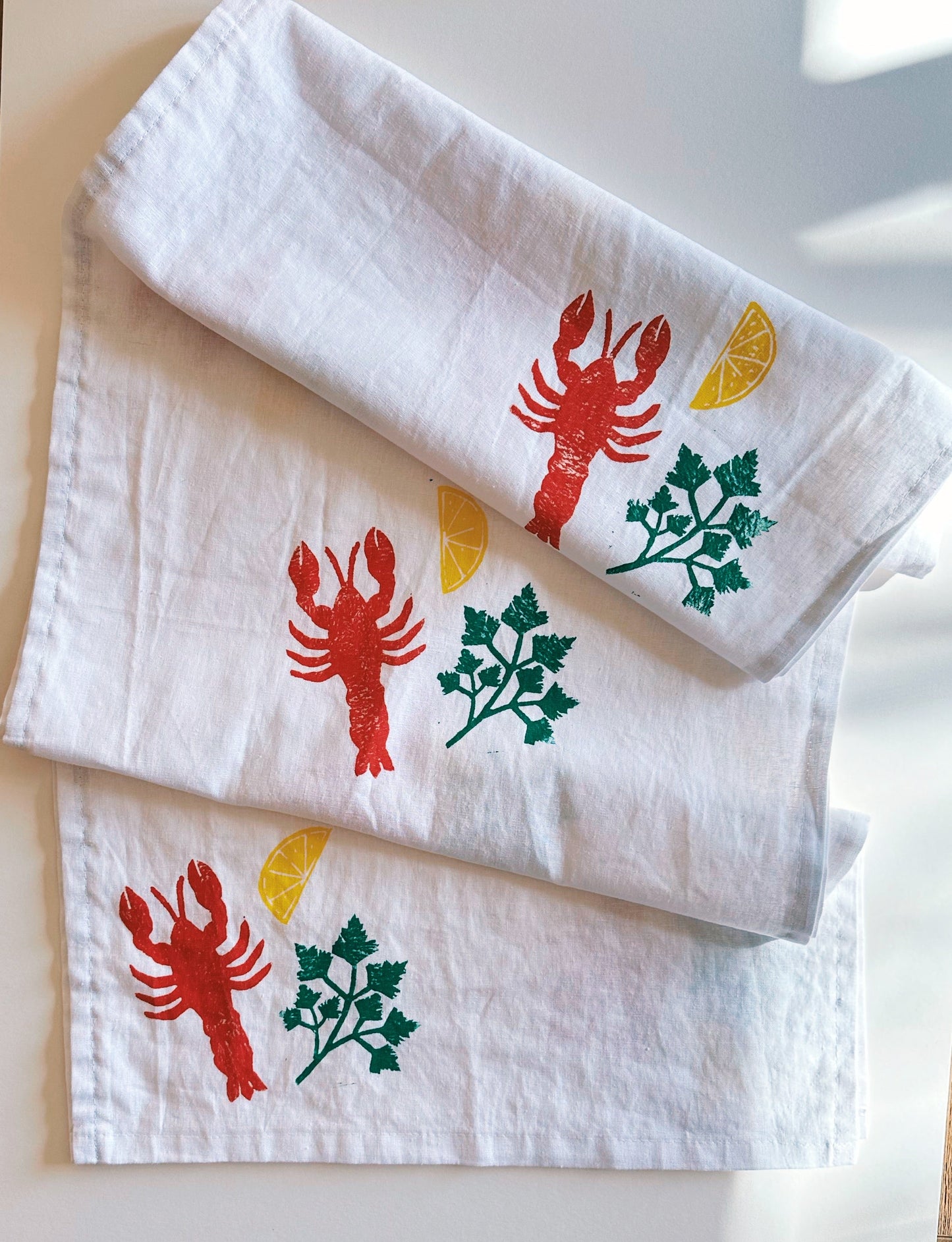 Lobster on White Table Runner
