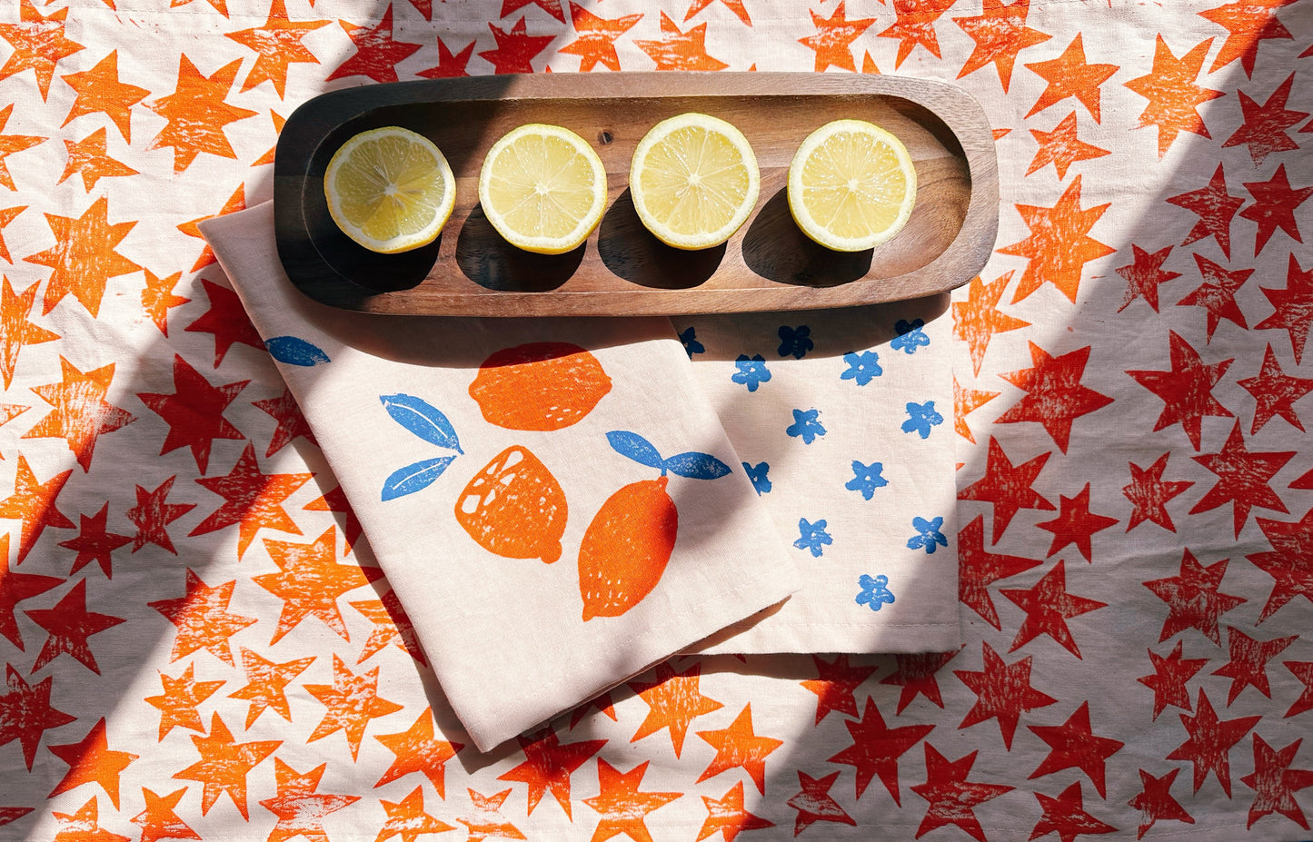 Orange Stars on Blush Table Runner