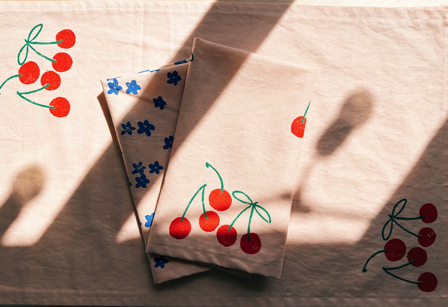 Red Cherry on Blush Table Runner