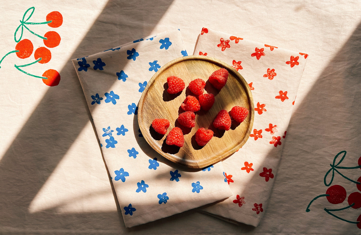 Red Cherry on Blush Table Runner