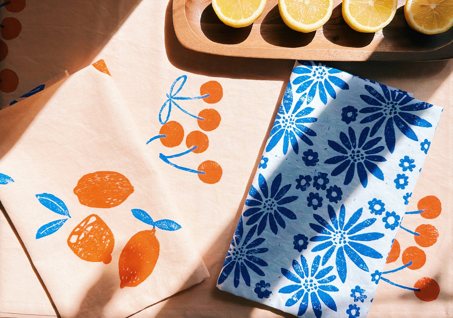 Oranges on Blush Dinner Napkins