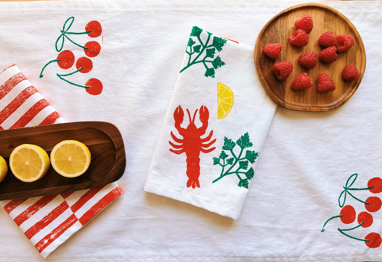 Lobster on White Dinner Napkins