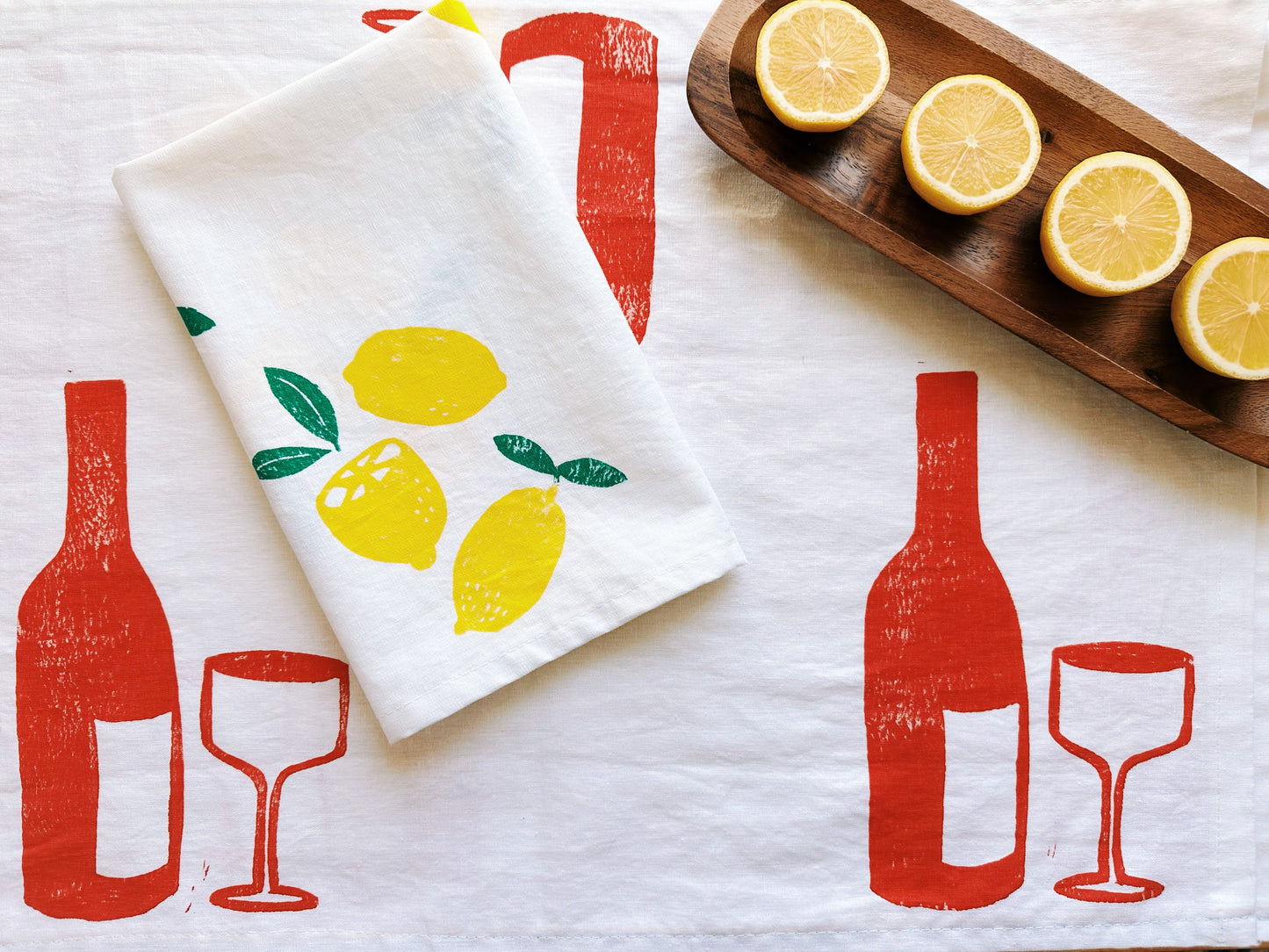 Red Wine on White Table Runner