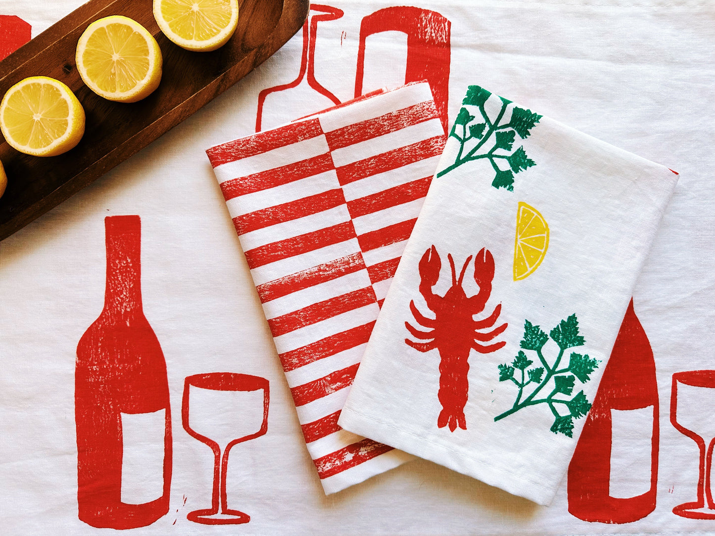 Red Wine on White Table Runner