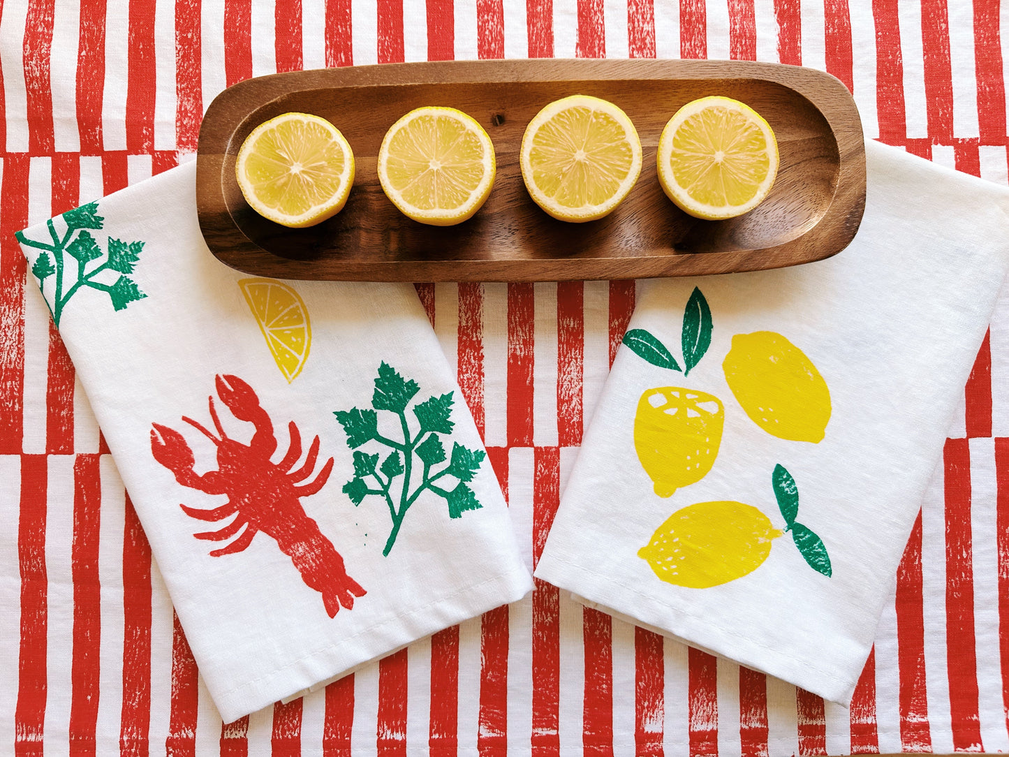 Lobster on White Dinner Napkins