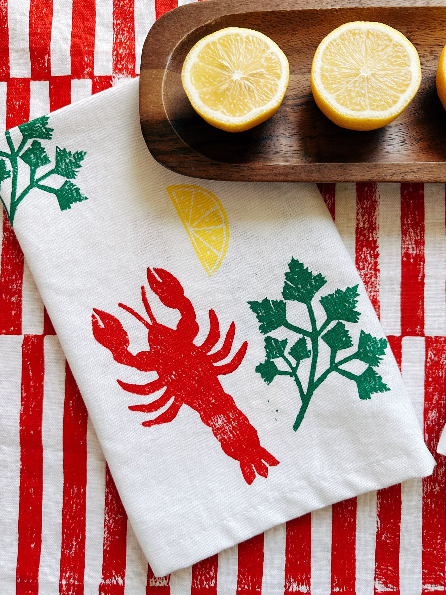 Lobster on White Dinner Napkins