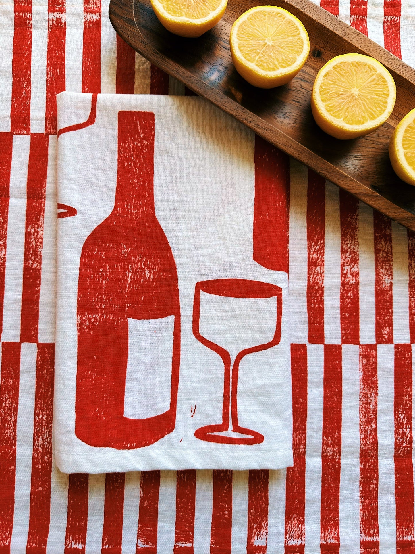 Wine on White Dinner Napkins