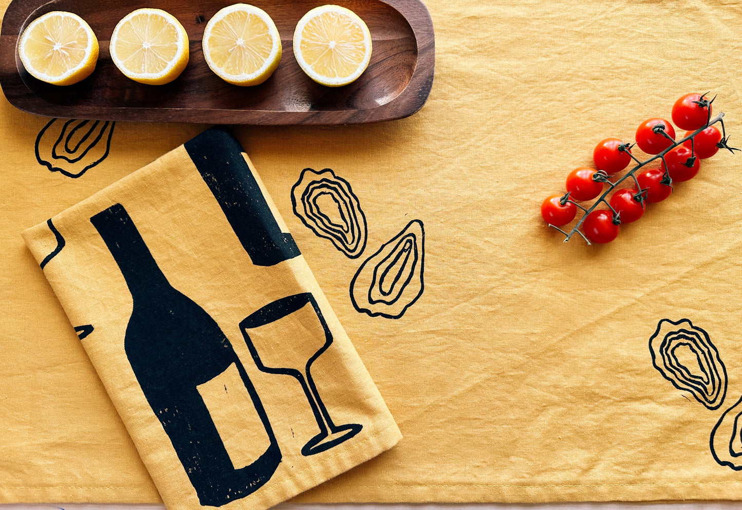 Oysters on Mustard Table Runner