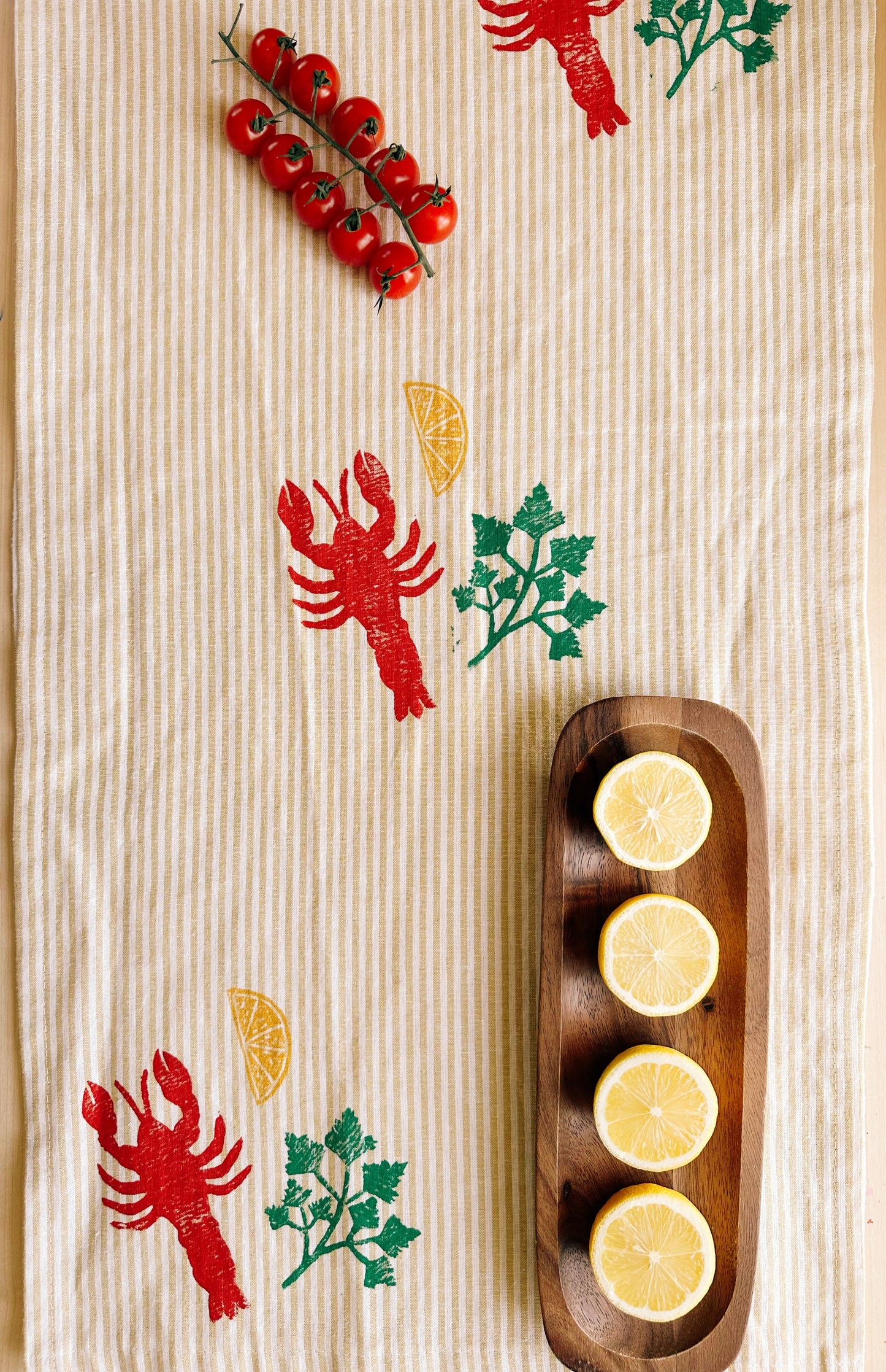 Lobster on Stripe Table Runner