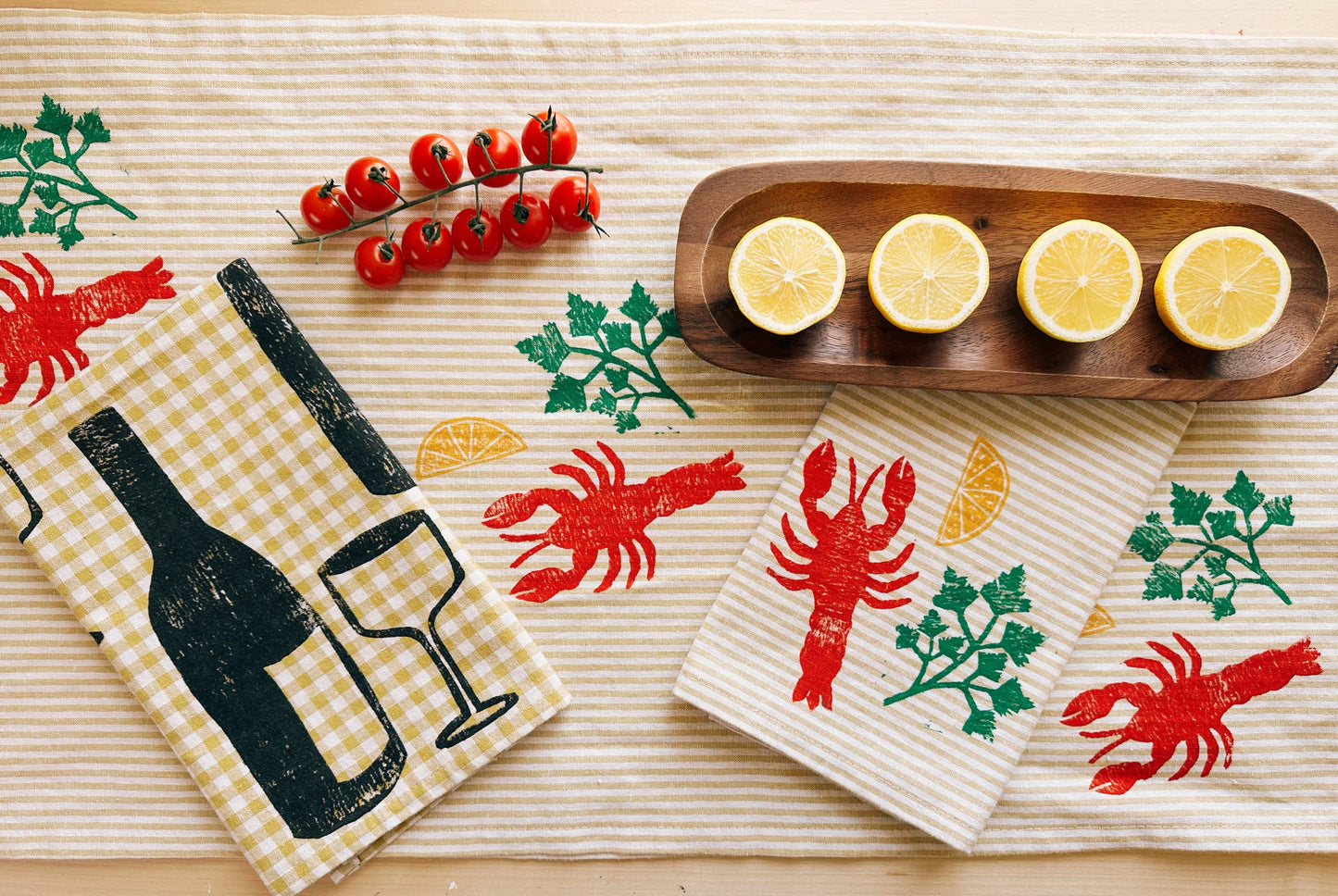 Lobster on Stripe Dinner Napkins