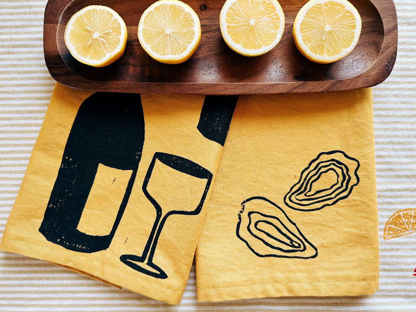 Oysters on Mustard Dinner Napkins