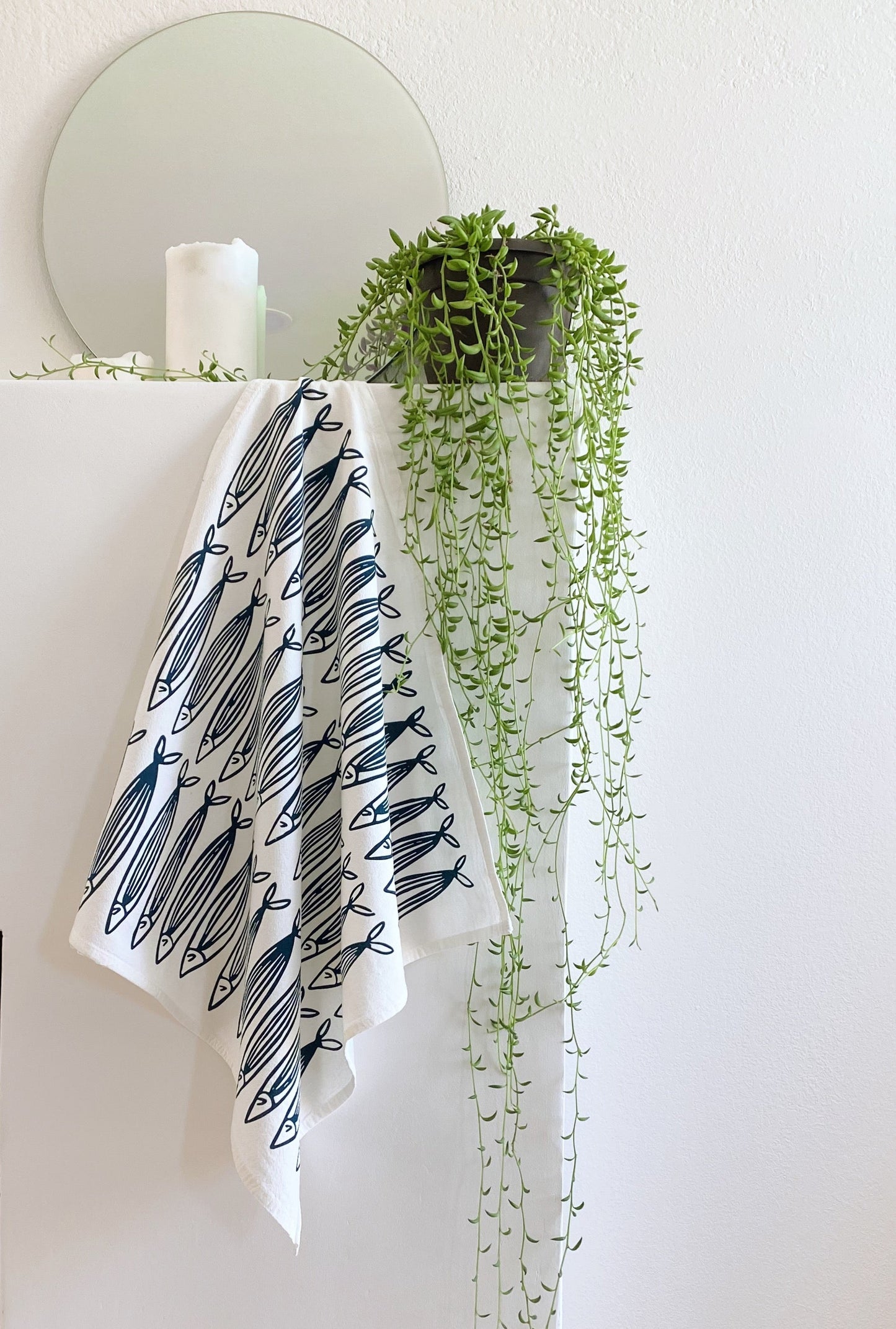 Sardines on White Tea Towel