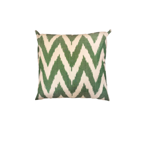 Ikat Pillow | Green and White