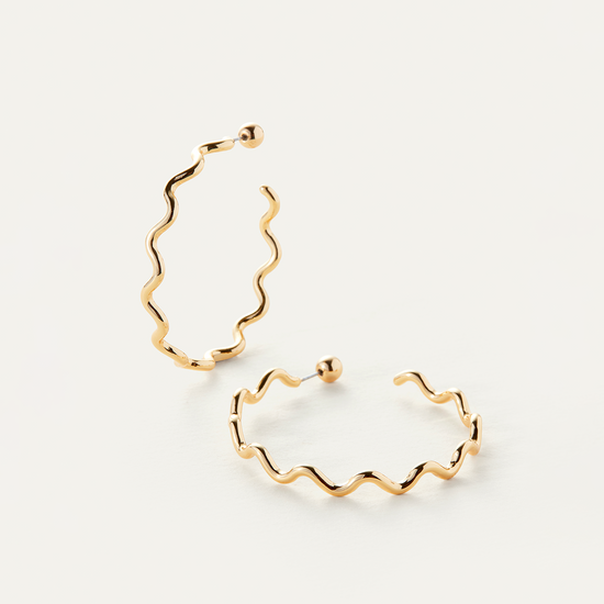 Squiggle Hoops - Gold O/ S