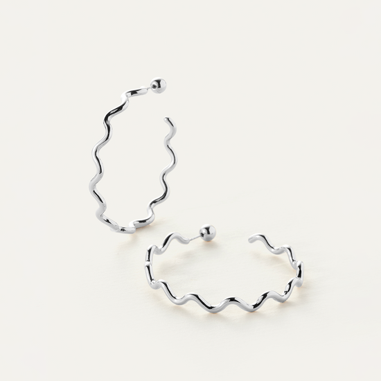 Squiggle Hoops - Silver O/S
