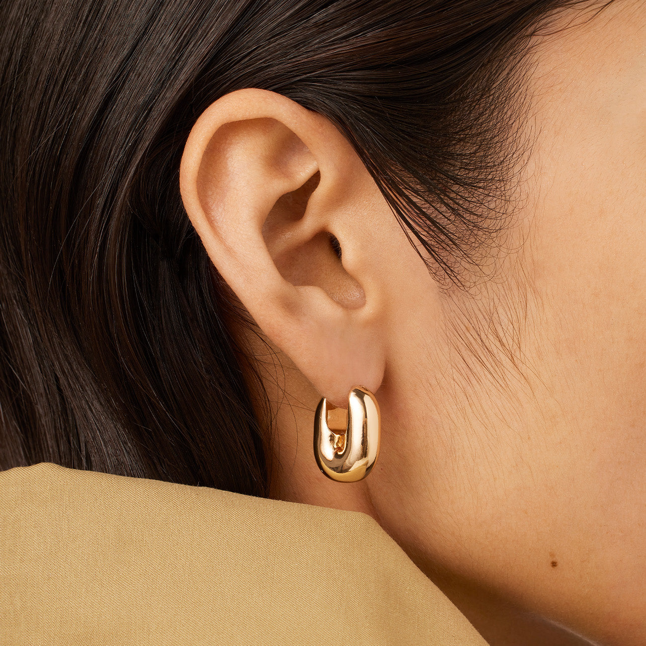 Puffy U-Link Earrings - Gold O/S