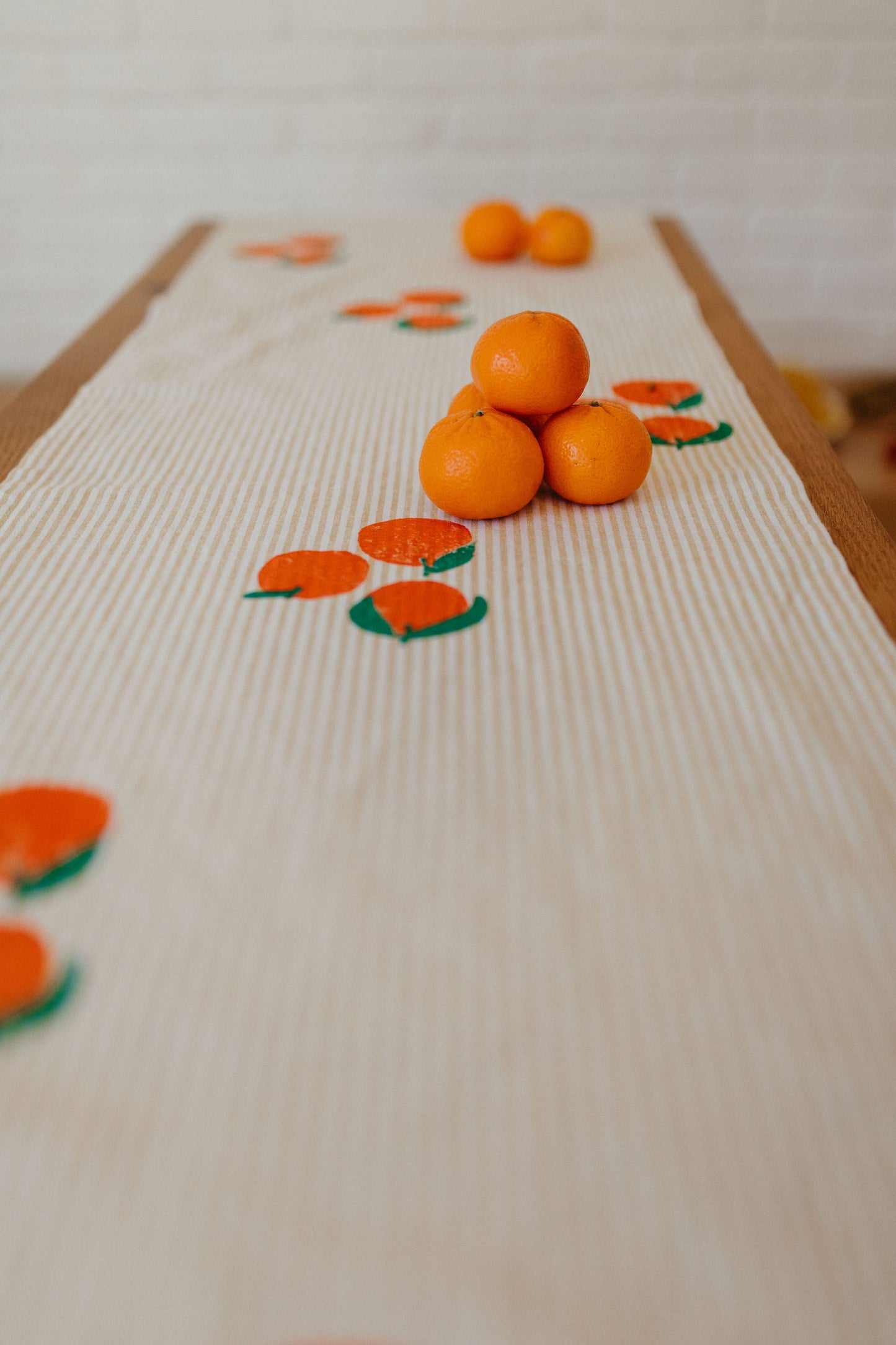 Tangerines on Stripe Table Runner