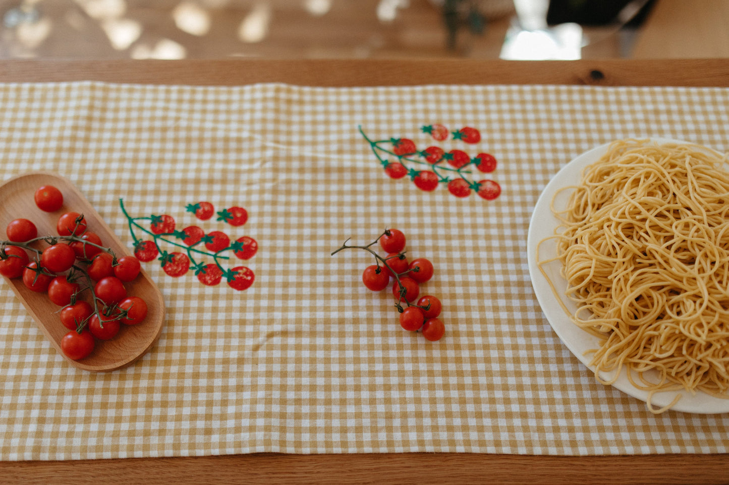 Tomatoes on Gingham Table Runner