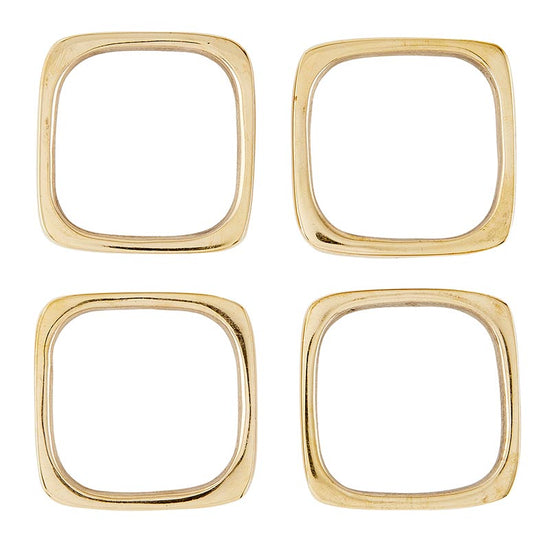 Load image into Gallery viewer, Square Brass Napkin Rings Set of 4
