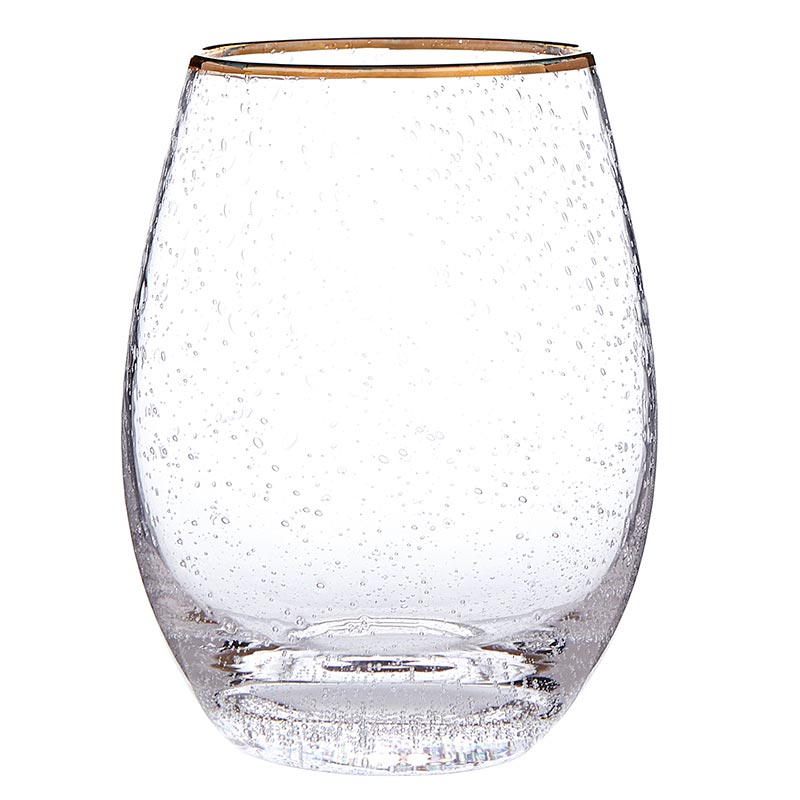 Gold Rimmed Stemless Wine Glass - Set of 4