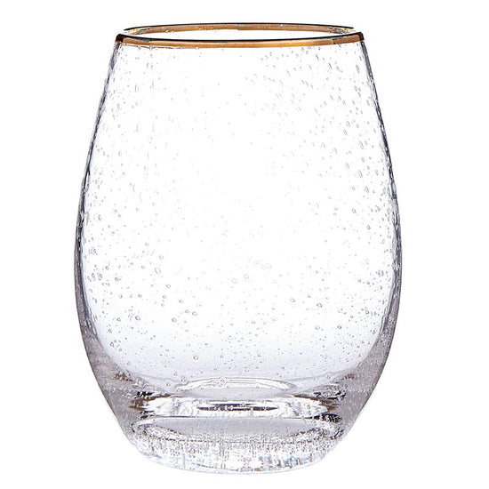 Gold Rimmed Stemless Wine Glass - Set of 4