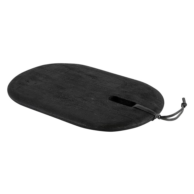 Textured Wood Board - Small Oval - Black