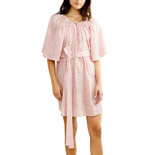 flowy light pink dress Baby pink Dress with Flowy Sleeves – Kismet-eg main image 1