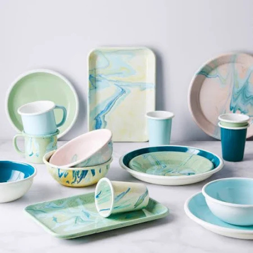 Multi-Swirl Dinner Enamelware Plate
