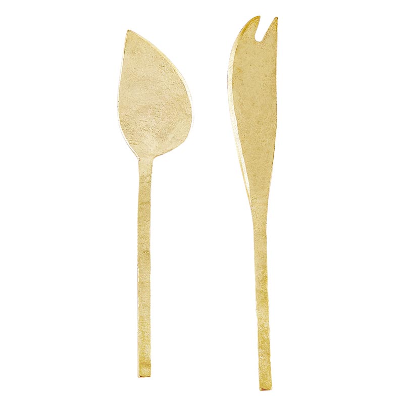 Hammered Gold Cheese Knives - Set of 2
