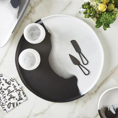 Resin Tray - Charcoal & White