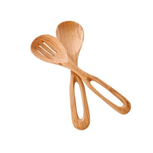 Olive Wood Looped Salad Servers