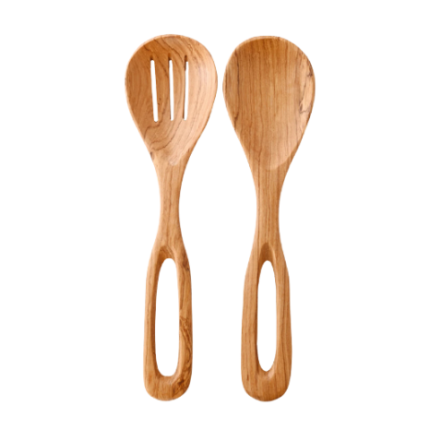 Olive Wood Looped Salad Servers
