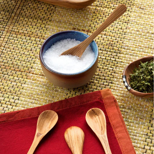Flat Olive Wood Spice Spoons | Set of 4