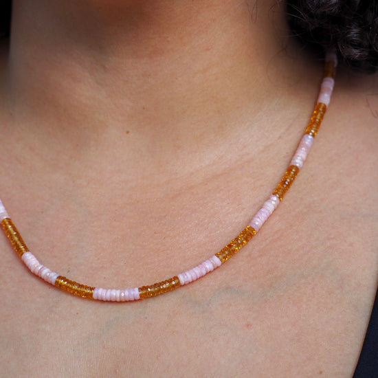 Citrine | Pink Opal & 14K Gold Necklace