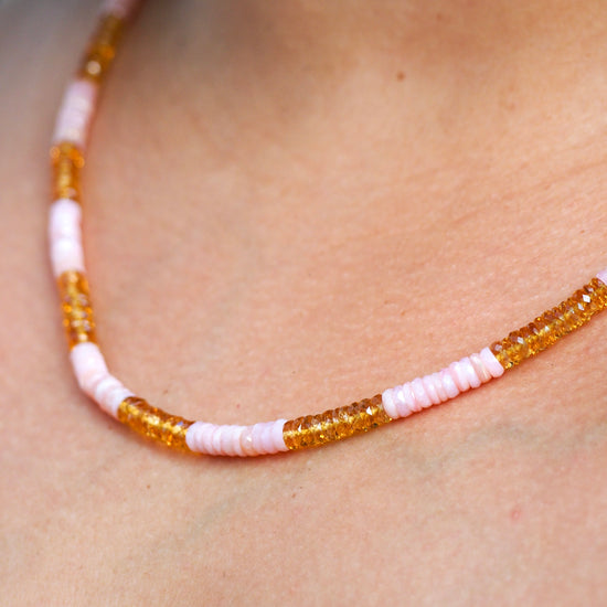 Citrine | Pink Opal & 14K Gold Necklace