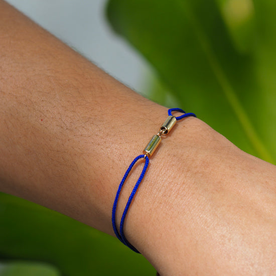 Complementaire N.2 Yellow Gold with Blue Cord Bracelet