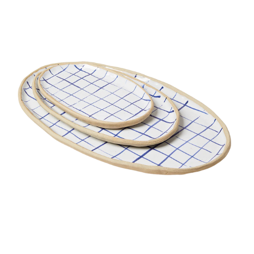 Painted Oval Platter | Check