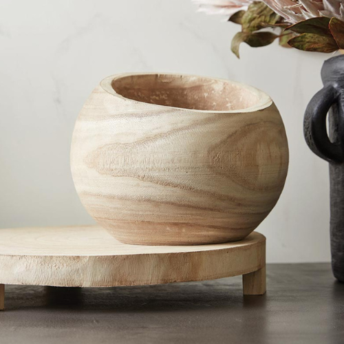 Natural Paulownia Asymmetrical Bowl