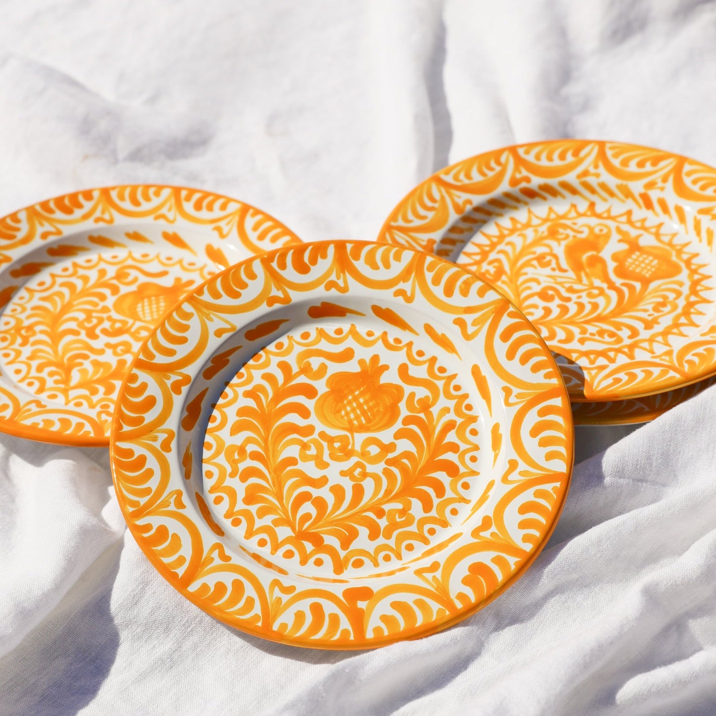 Salad plate with hand painted designs