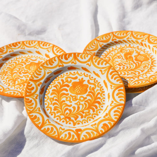 Salad plate with hand painted designs