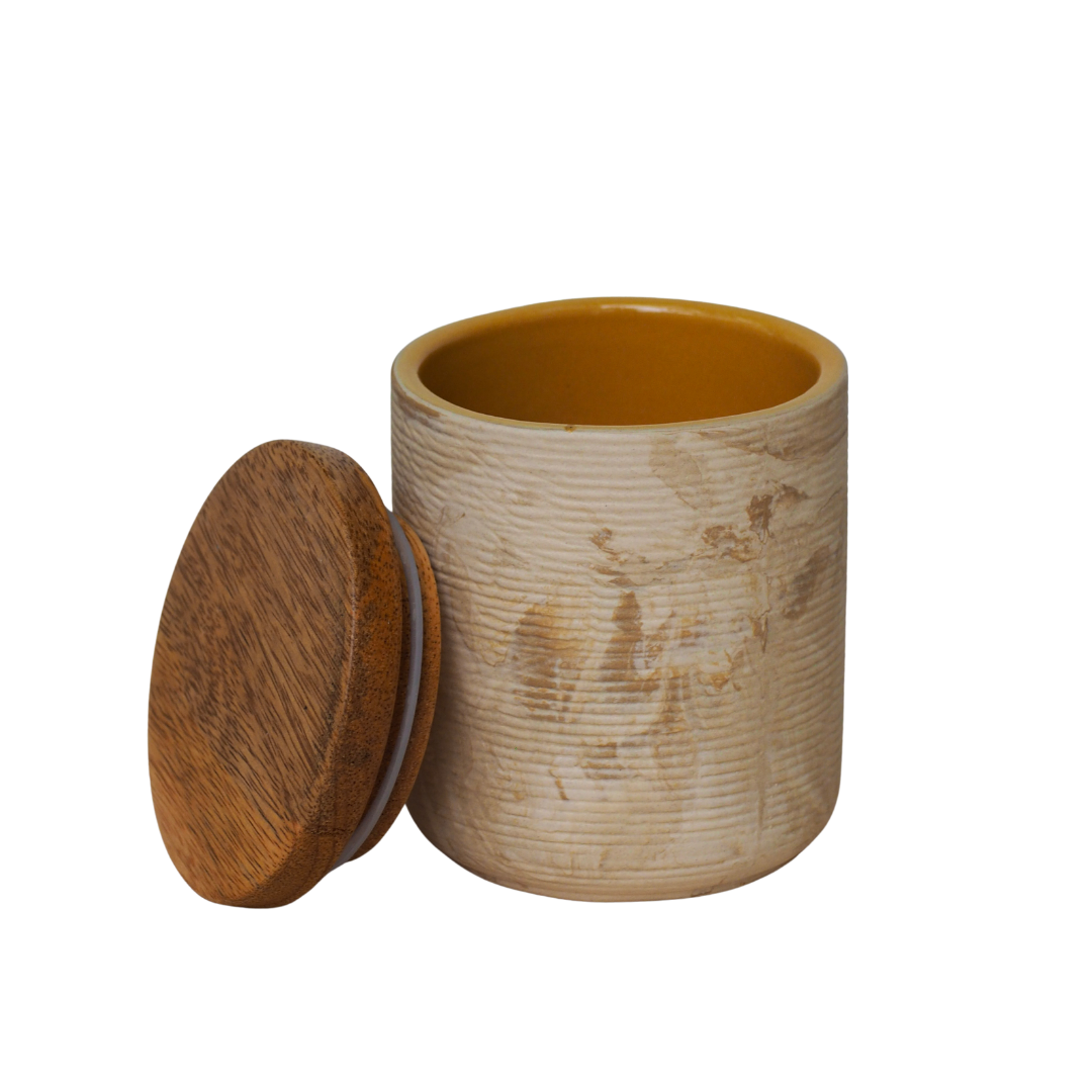 Load image into Gallery viewer, Amber Love Ceramic Jar with Wooden Lid - Small
