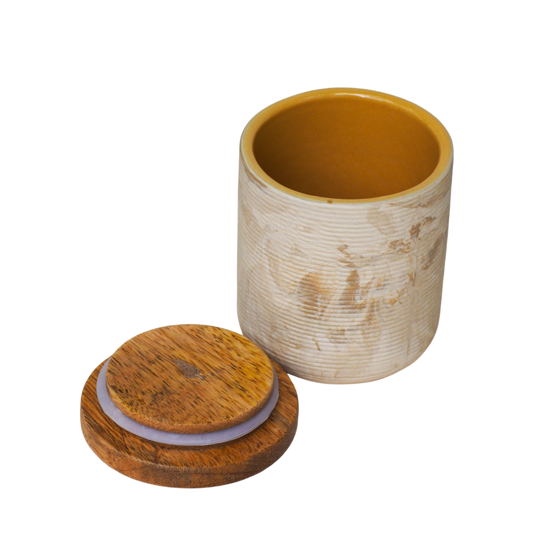 Load image into Gallery viewer, Amber Love Ceramic Jar with Wooden Lid - Small
