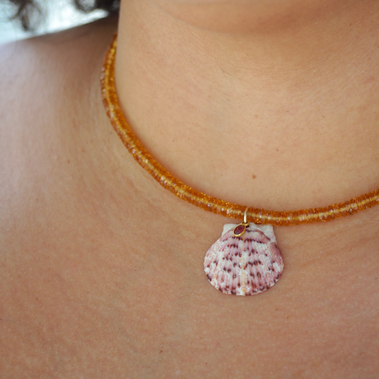 Citrine | Shell | Pink Sapphire & 14K Gold Necklace